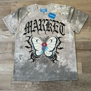MARKET x Pokémon drop t shirt in gray and white tie dye t-shirt mens XL nwt